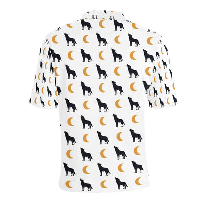 Wolf Moon Print Design LKS302 Men Polo Shirt