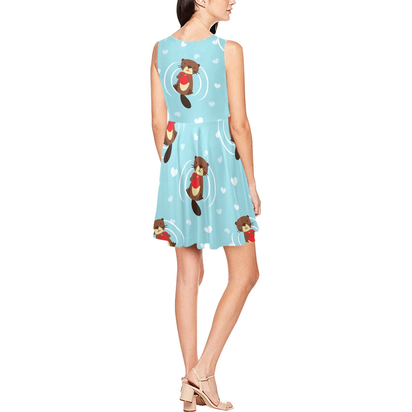 Sea Otter Cute Pattern Print Design 04 Sleeveless Dress