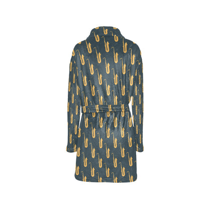 Saxophone Print Design LKS401 Women's Fleece Robe