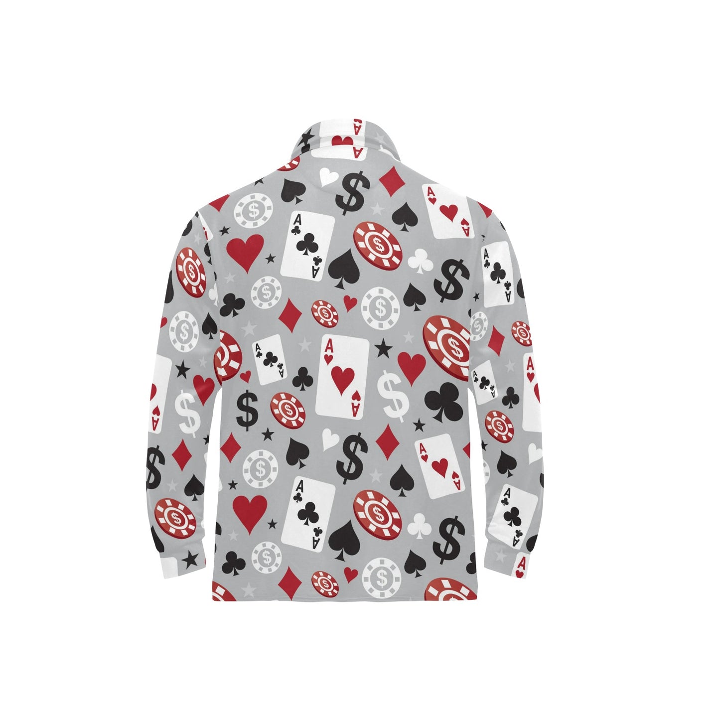 Casino Pattern Print Design 01 Long Sleeve Polo Shirt For Men's