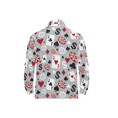 Casino Pattern Print Design 01 Long Sleeve Polo Shirt For Men's