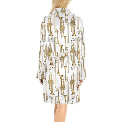 Trombone Pattern Print Design 04 Women's Fleece Robe