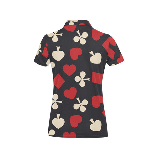 Poker Cards Pattern Print Design A02 Women's Polo Shirt