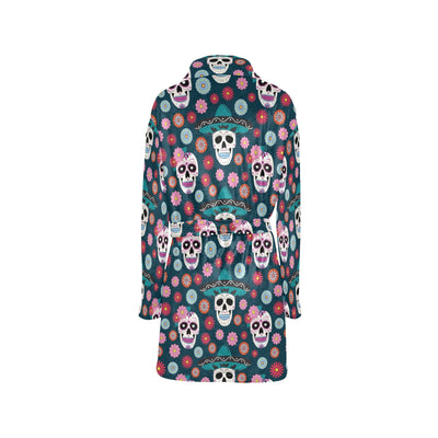 Sugar Skull Print Design LKS308 Women's Fleece Robe