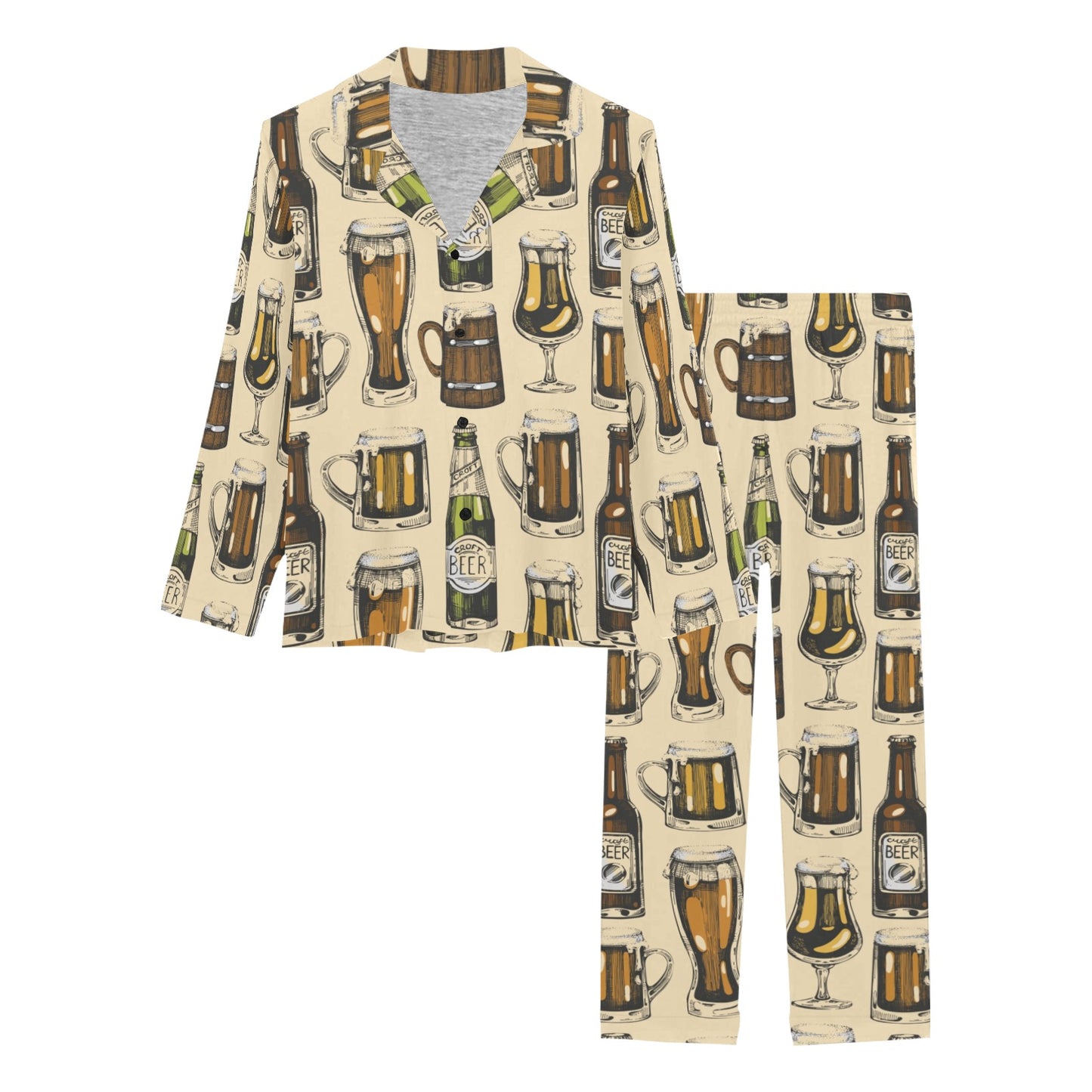 Beer Pattern Print Design 04 Women's Long Pajama Set
