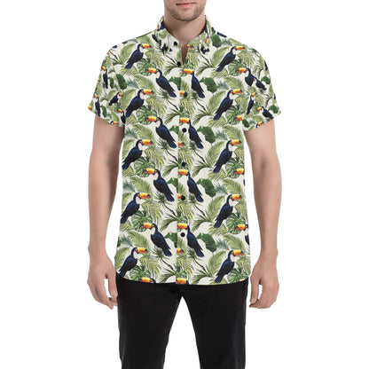 Toucan Print Design LKS308 Men Short Sleeve Button Up Shirt