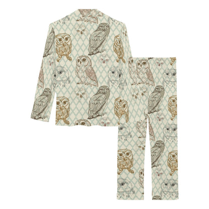 Owl Pattern Print Design A03 Women's Long Pajama Set