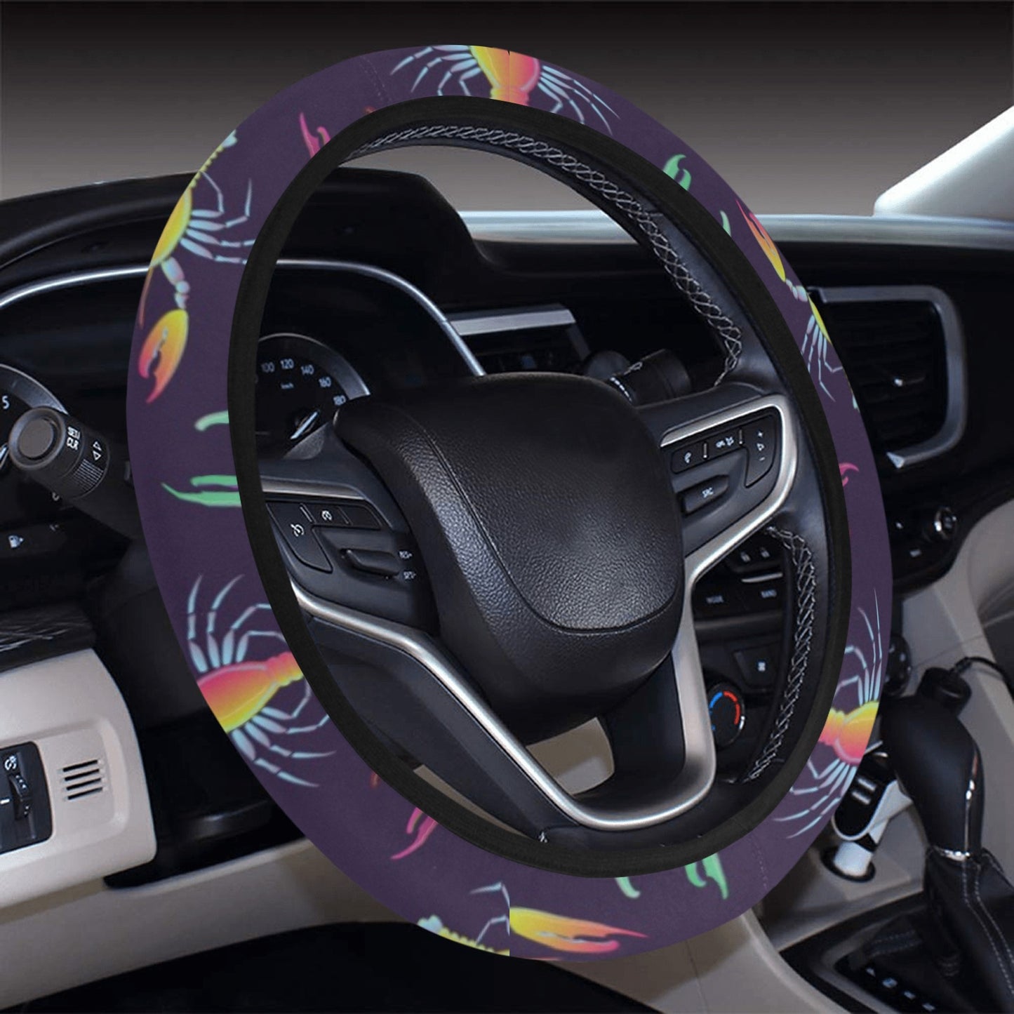 Lobster Print Design LKS402 Steering Wheel Cover with Elastic Edge