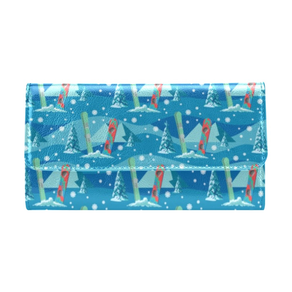 Snowboard Print Design LKS301 Women's Trifold Wallet