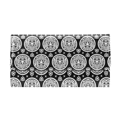 Calendar Aztec White Black Print Pattern Women's Trifold Wallet