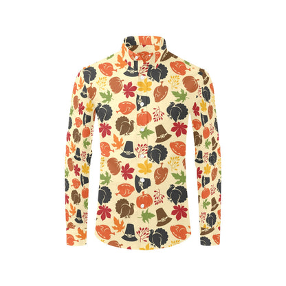 Thanksgiving Print Design LKS303 Men's Long Sleeve Dress Shirt