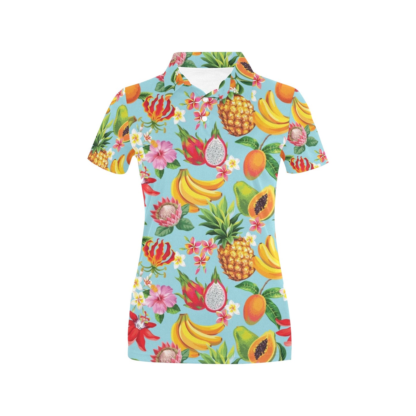 Tropical Fruits Pattern Print Design TF01 Women's Polo Shirt