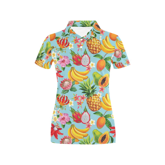 Tropical Fruits Pattern Print Design TF01 Women's Polo Shirt