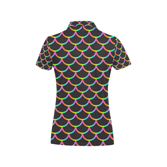 Mermaid Tail Rainbow Design Print Women's Polo Shirt