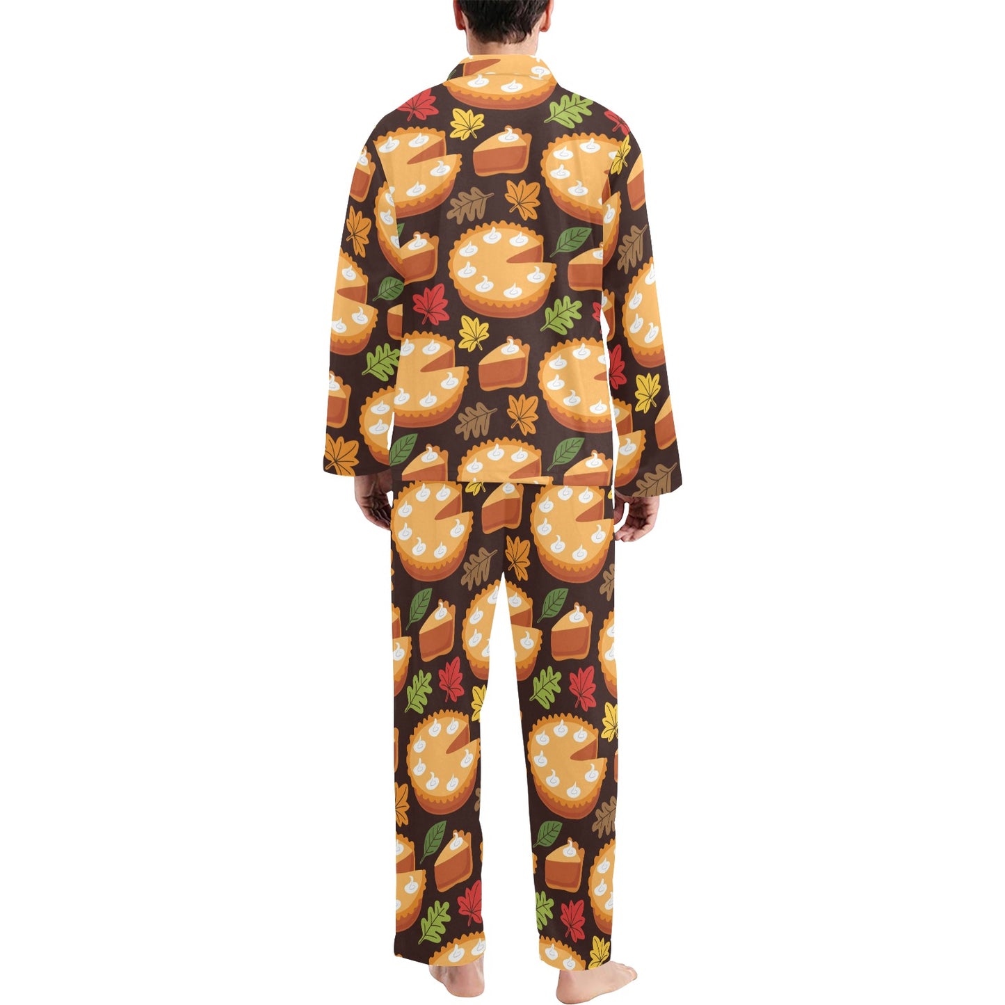 Pie Pattern Print Design A03 Men's Long Pajama Set