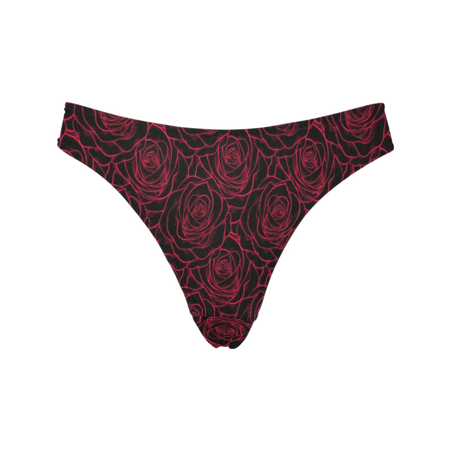 Red Rose Design Print Women's Thongs