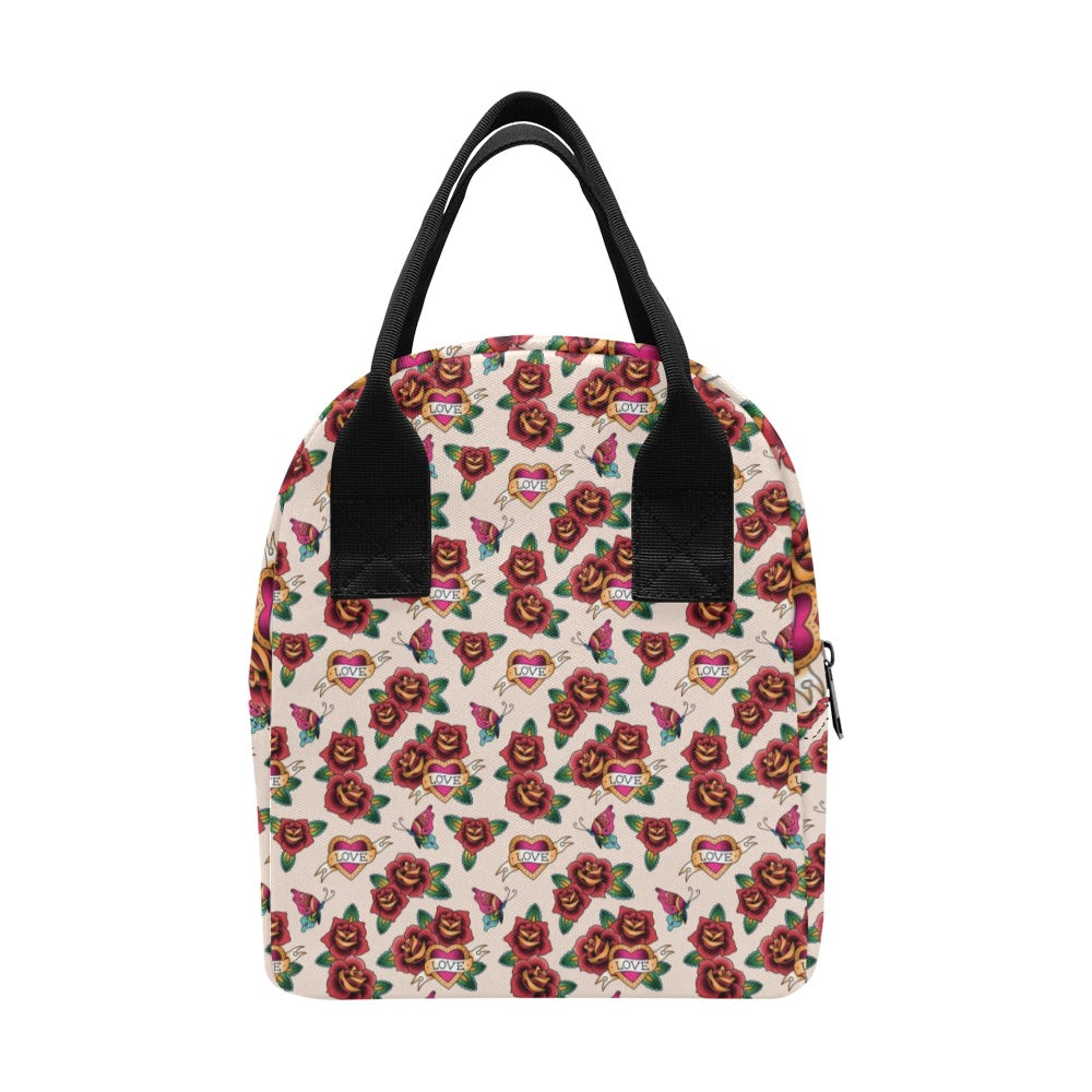 Tattoo Rose Print Design LKS302 Insulated Lunch Bag