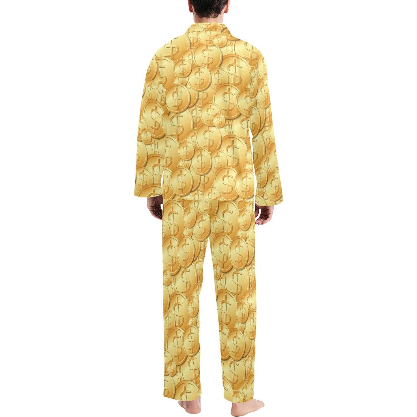 Dollar Pattern Print Design DO03 Men's Long Pajama Set