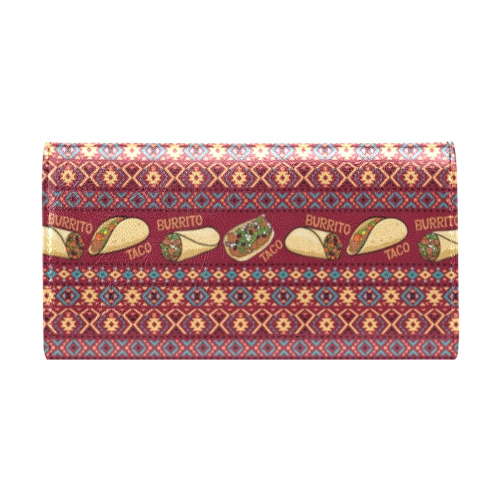 Burrito Taco Print Design LKS302 Women's Trifold Wallet