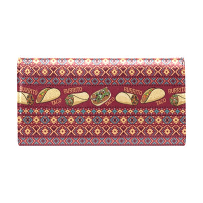 Burrito Taco Print Design LKS302 Women's Trifold Wallet