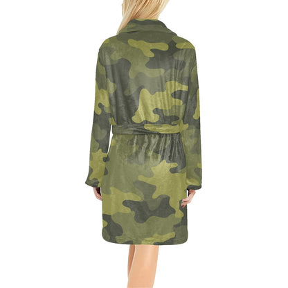 Military Camouflage Pattern Print Design 02 Women's Fleece Robe