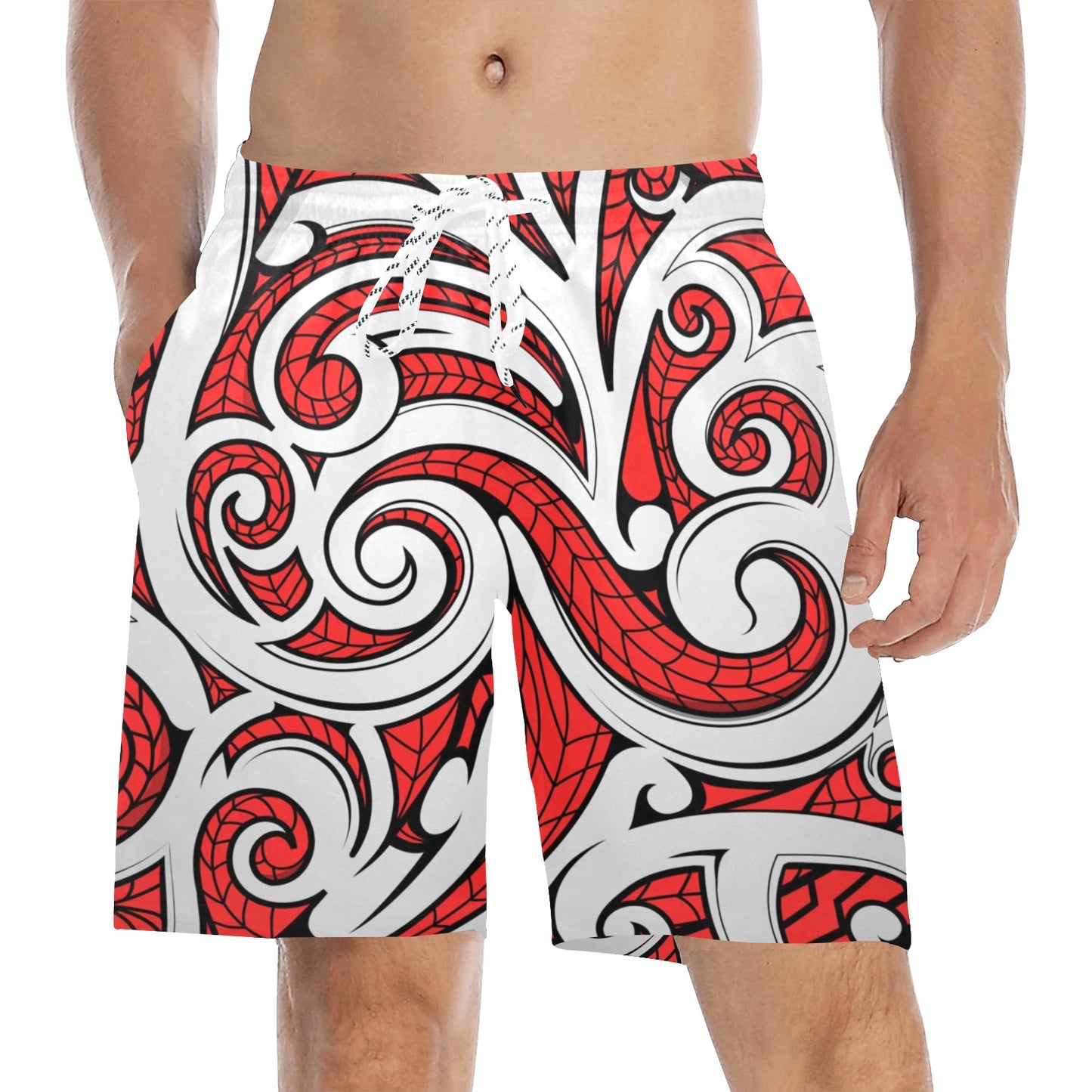 Maori Polynesian Themed Design Print Men's Swim Trunks Beach Shorts