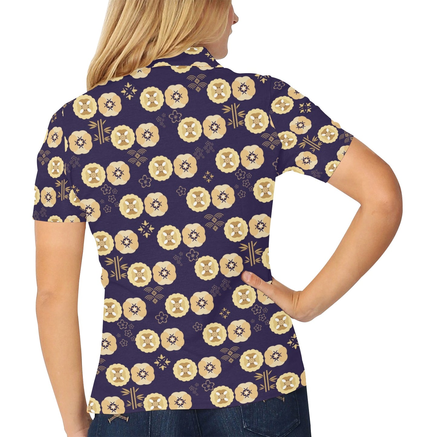 Sakura Print Design LKS303 Women's Polo Shirt