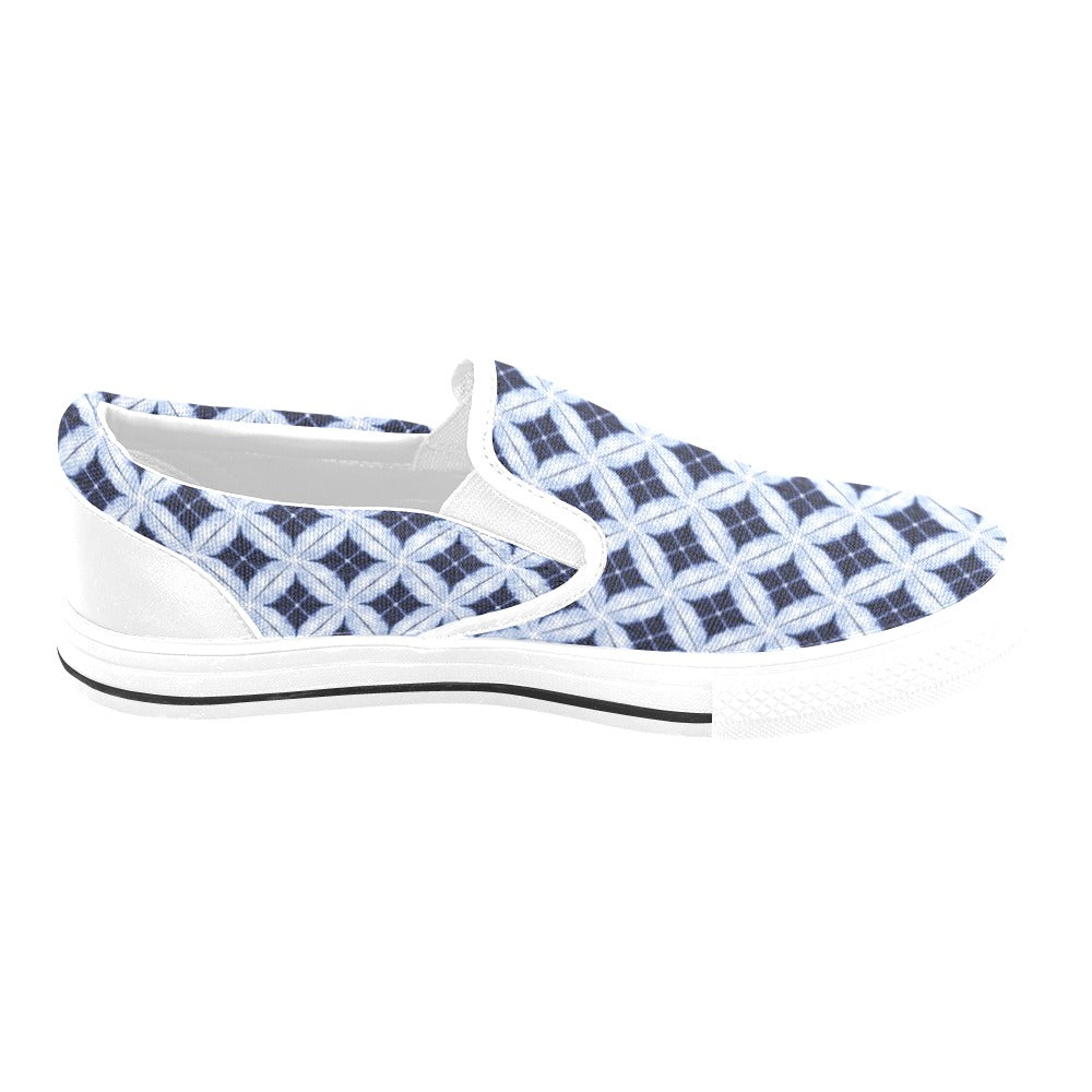 Tie Dye Print Design LKS308 White Slip Ons Canvas Women's Shoes