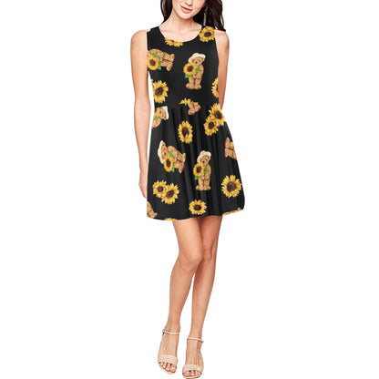 Sunflower Pattern Print Design SF016 Sleeveless Dress
