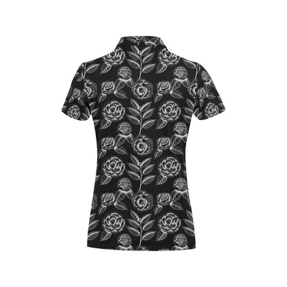 Camellia Pattern Print Design 02 Women's Polo Shirt