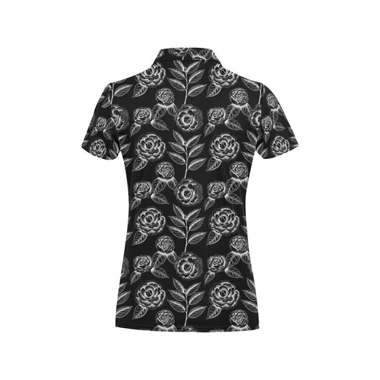 Camellia Pattern Print Design 02 Women's Polo Shirt
