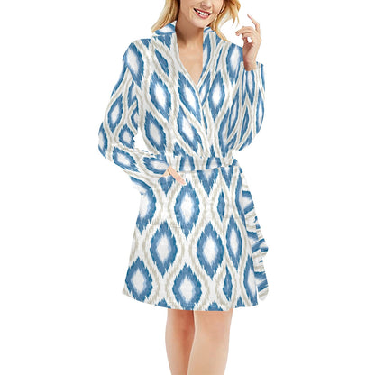 Ikat Pattern Print Design 02 Women's Fleece Robe