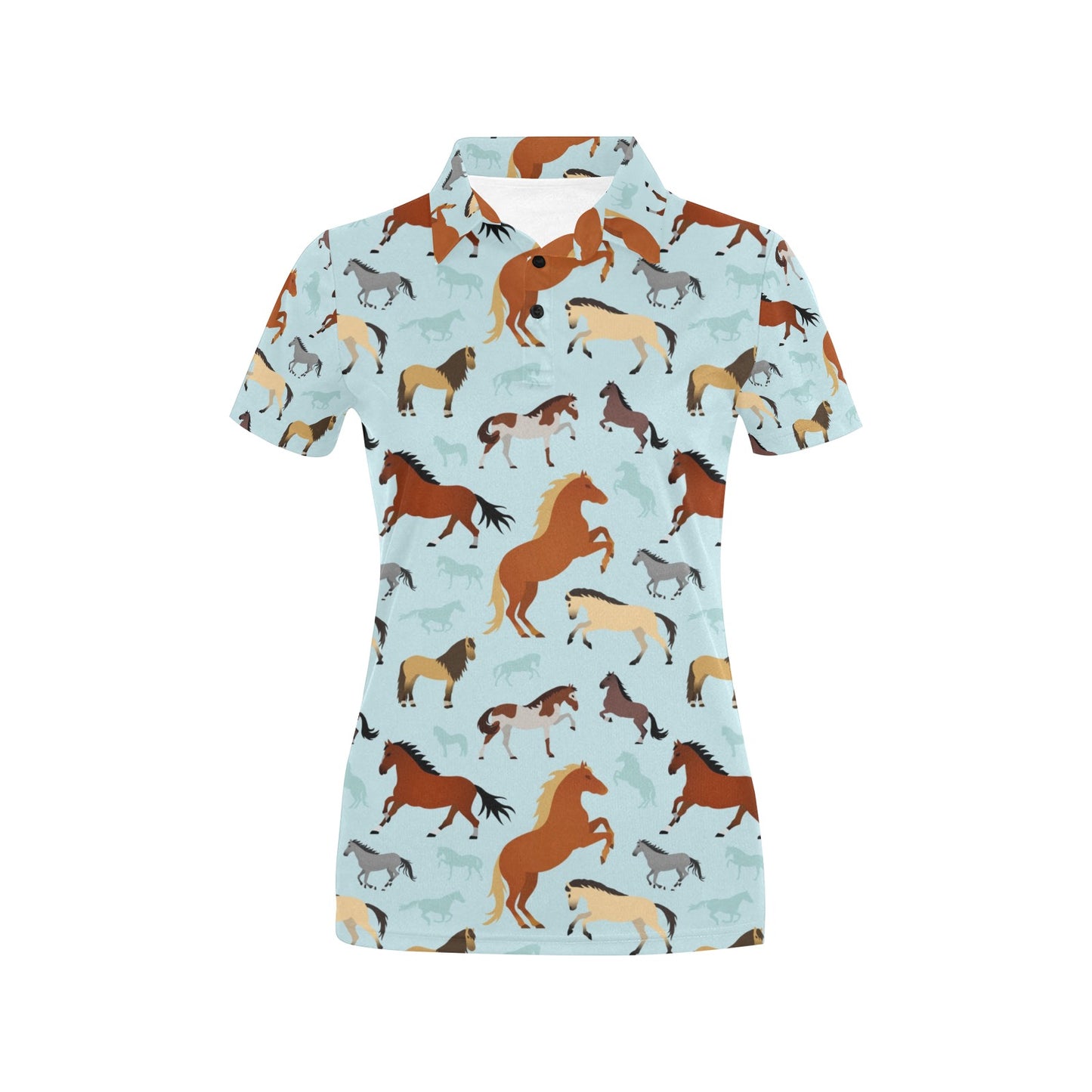 Horse Cute Themed Pattern Print Women's Polo Shirt