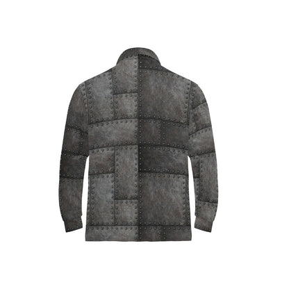 Armor Pattern Print Design 02 Long Sleeve Polo Shirt For Men's