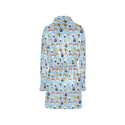 Sushi Cartoon Design Women's Fleece Robe