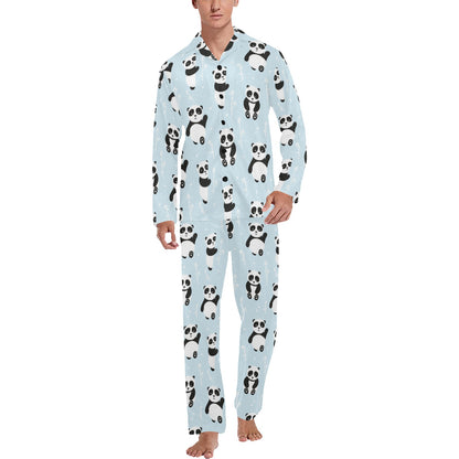Panda Pattern Print Design A01 Men's Long Pajama Set