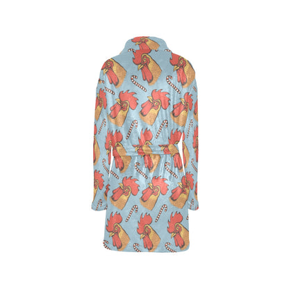 Rooster Pattern Print Design A05 Women's Fleece Robe