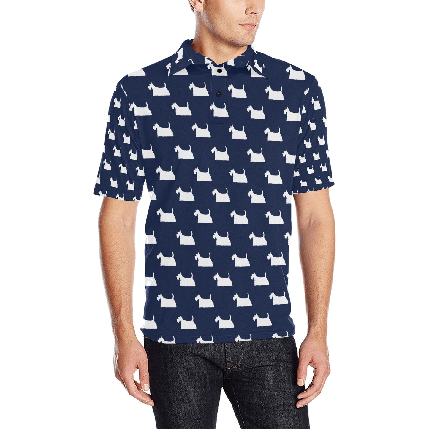 Scottish Terriers Print Design LKS303 Men Polo Shirt