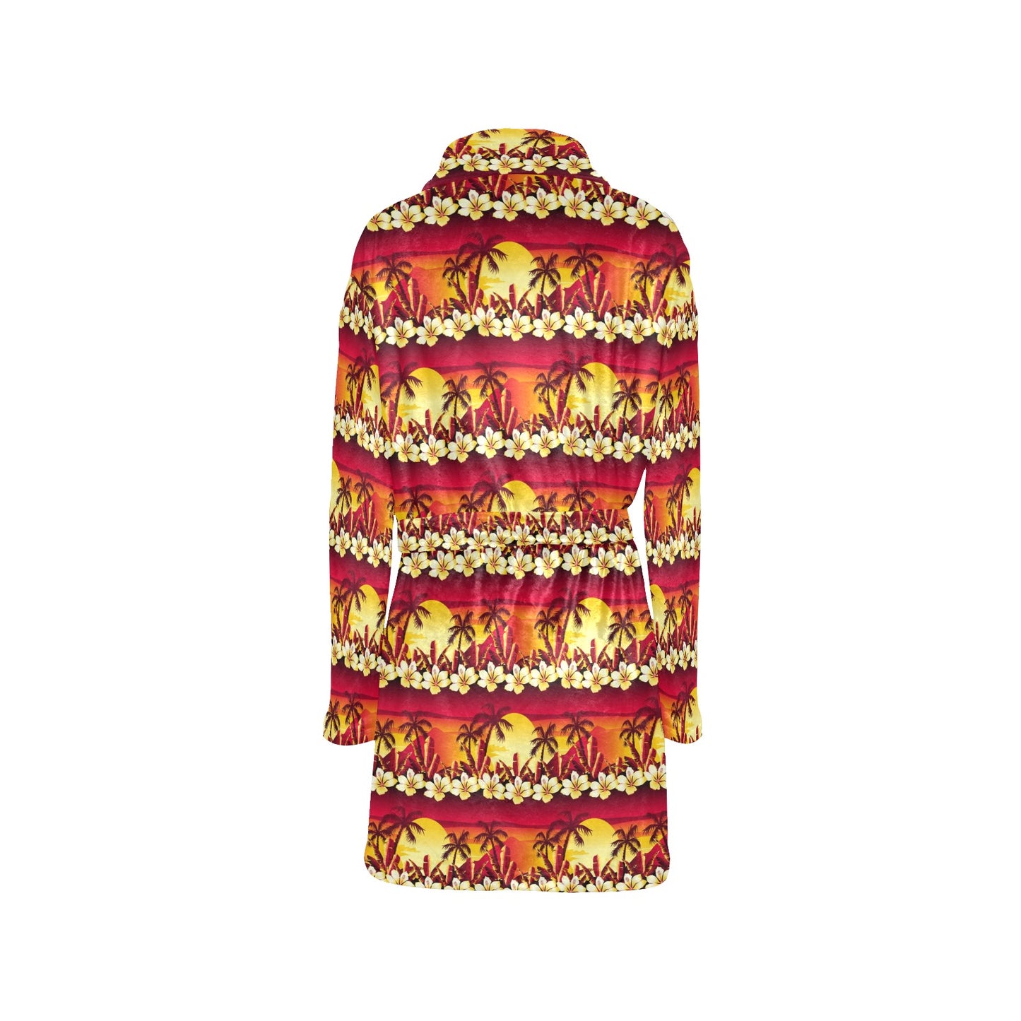 Hawaiian Tropical Sunset Hibiscus Print Women's Fleece Robe
