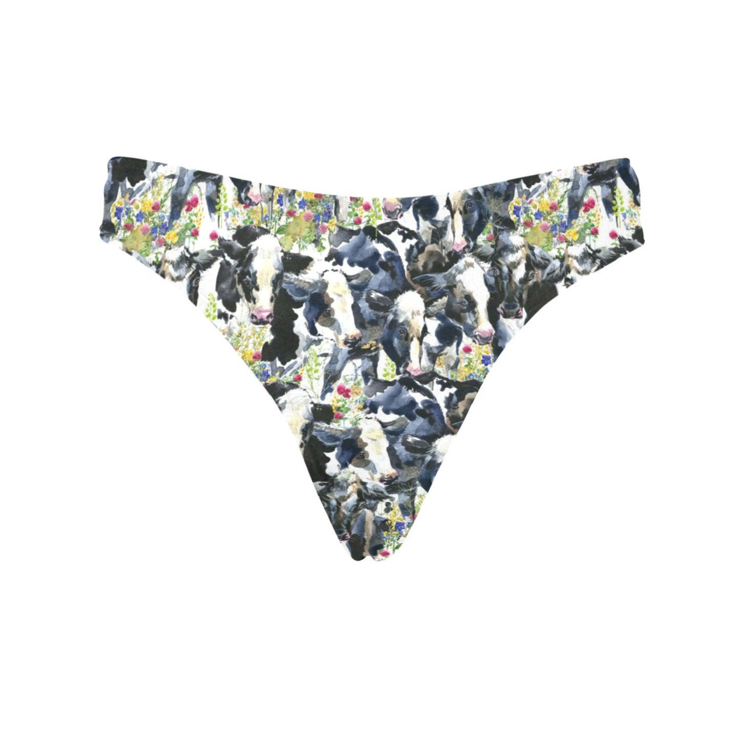 Cow Watercolor Print Pattern Women's Thongs