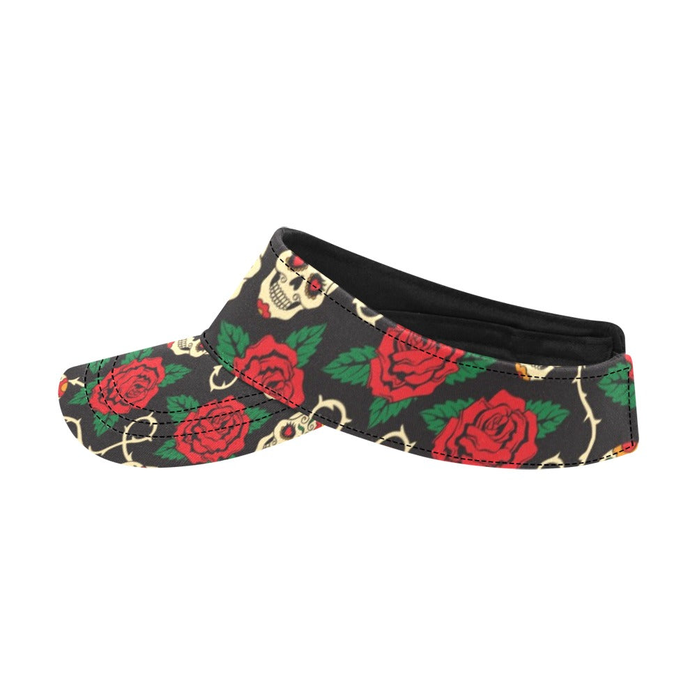 Sugar Skull Red Rose Print Design LKS301 Unisex Sun Visor