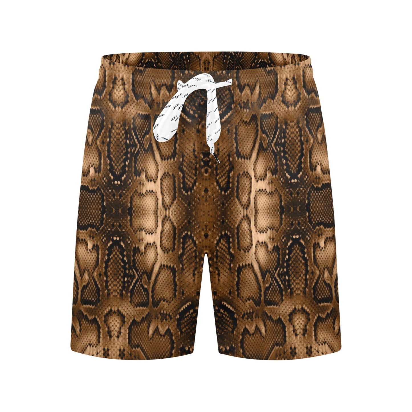 Snake Skin Brown Print Men's Swim Trunks Beach Shorts