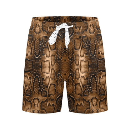 Snake Skin Brown Print Men's Swim Trunks Beach Shorts