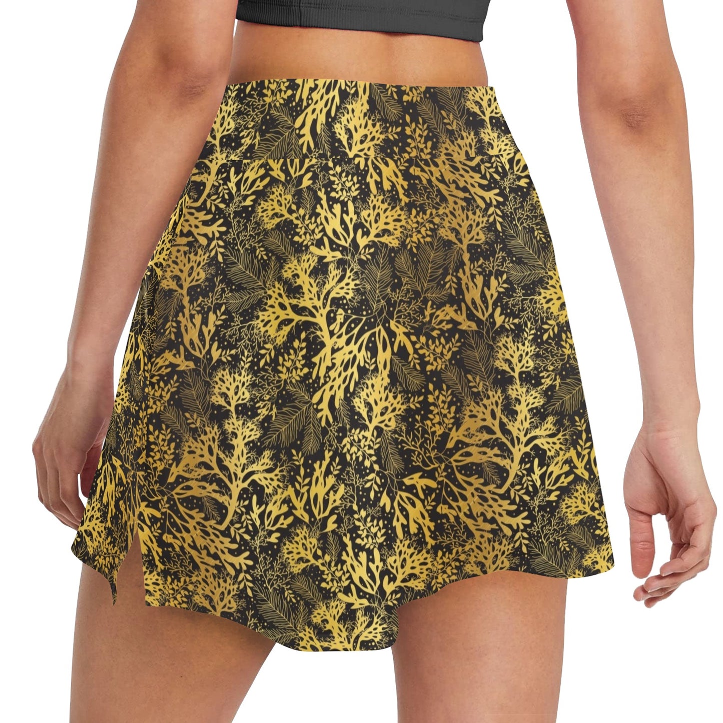 Seaweed Print Design LKS303 17" Golf & Pickleball Skort with Pockets