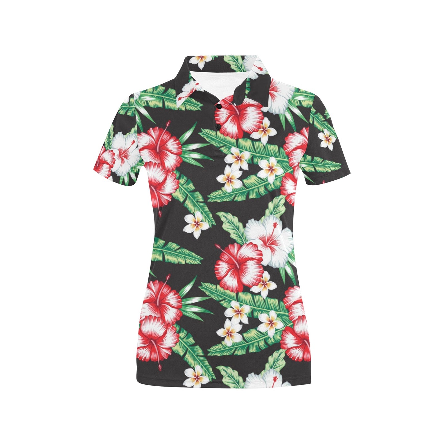 Hawaiian flower tropical leaves Women's Polo Shirt