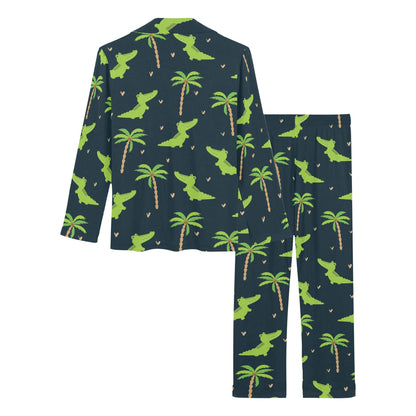 Alligator Pattern Print Design 02 Women's Long Pajama Set