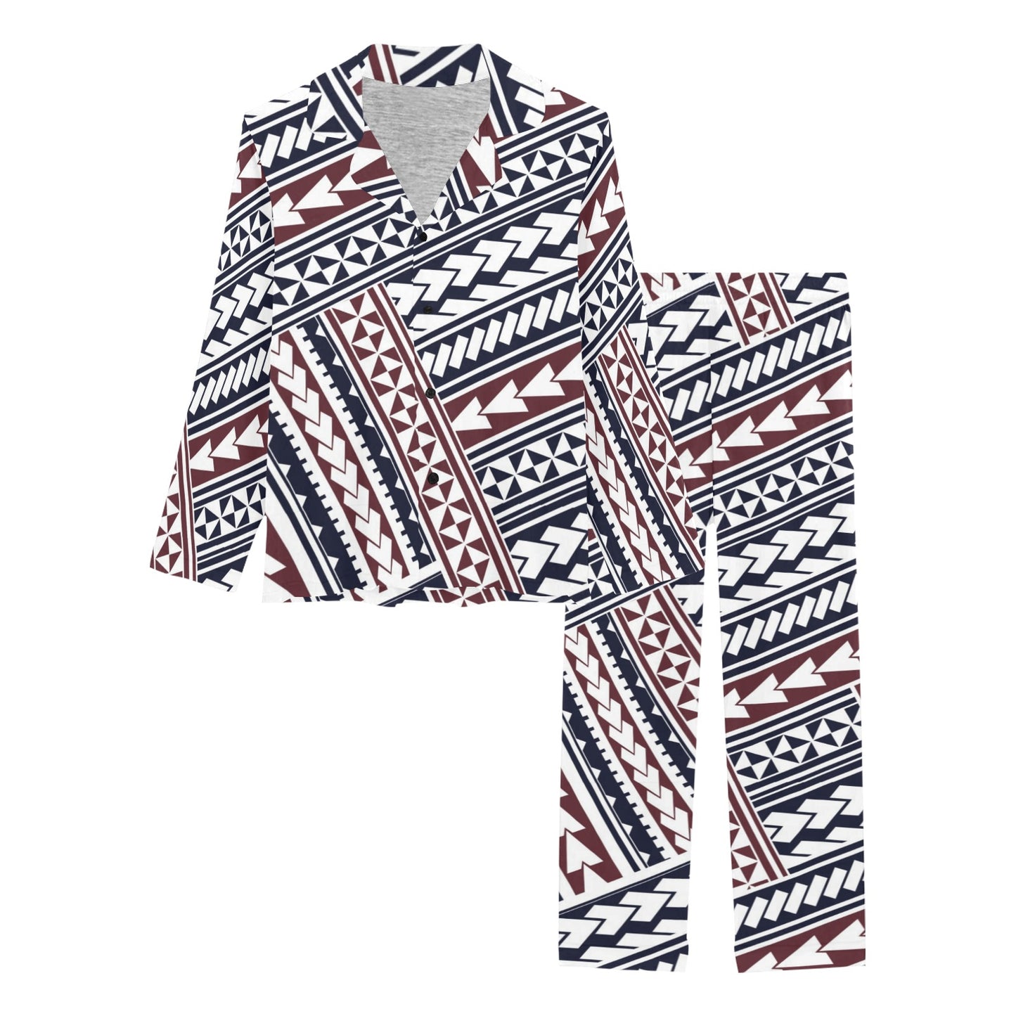 Polynesian Tribal line Women's Long Pajama Set