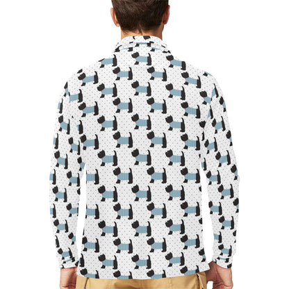 Scottish Terriers Print Design LKS3012 Long Sleeve Polo Shirt For Men's