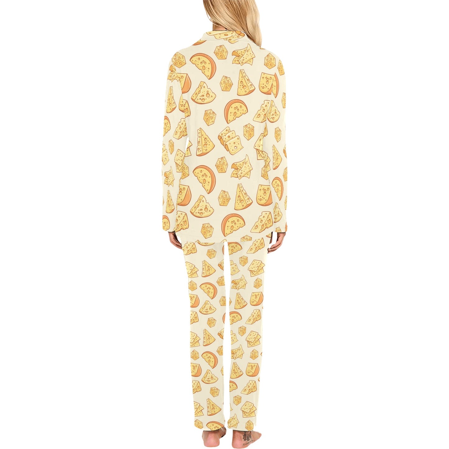 Cheese Pattern Print Design 01 Women's Long Pajama Set