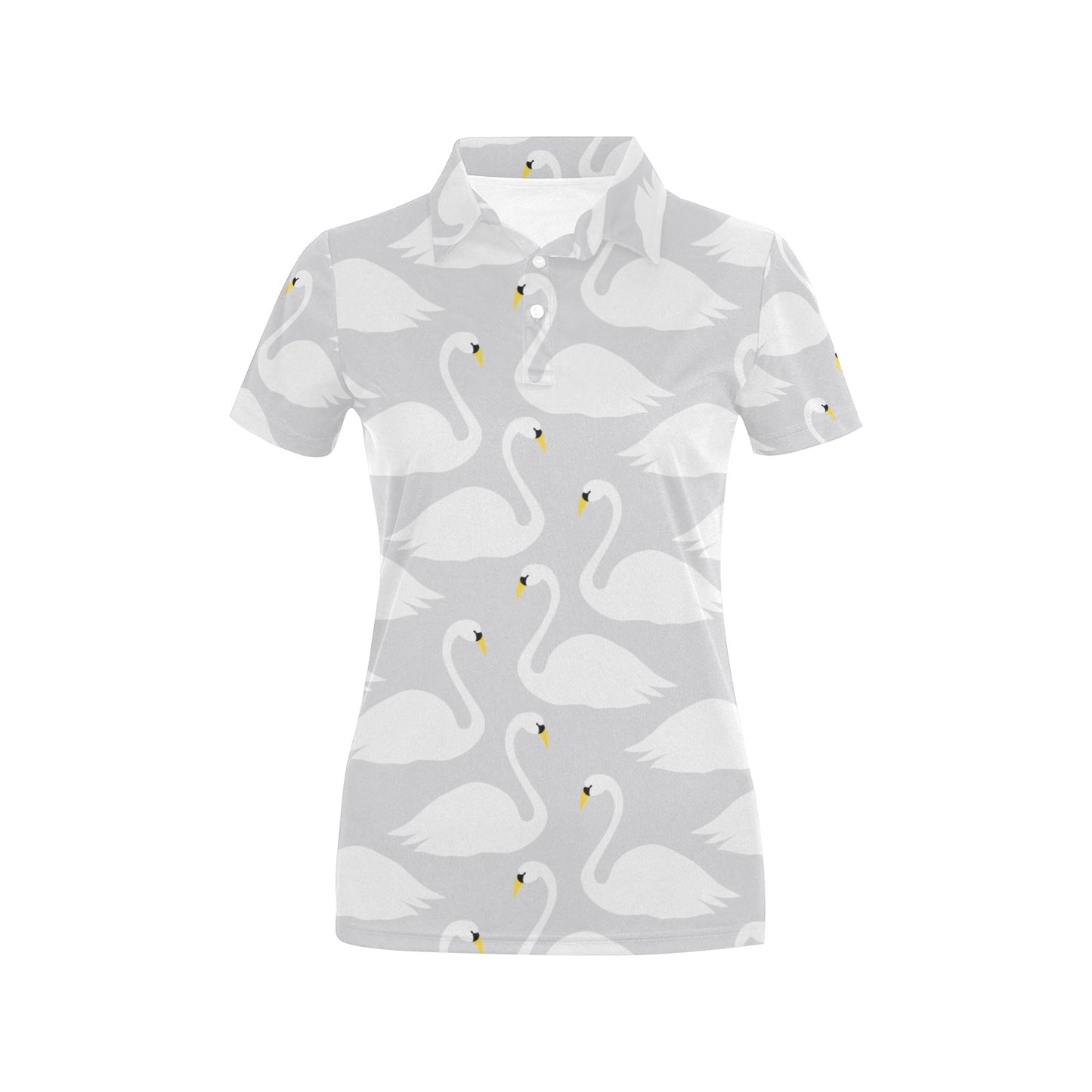 Swan Pattern Print Design 02 Women's Polo Shirt